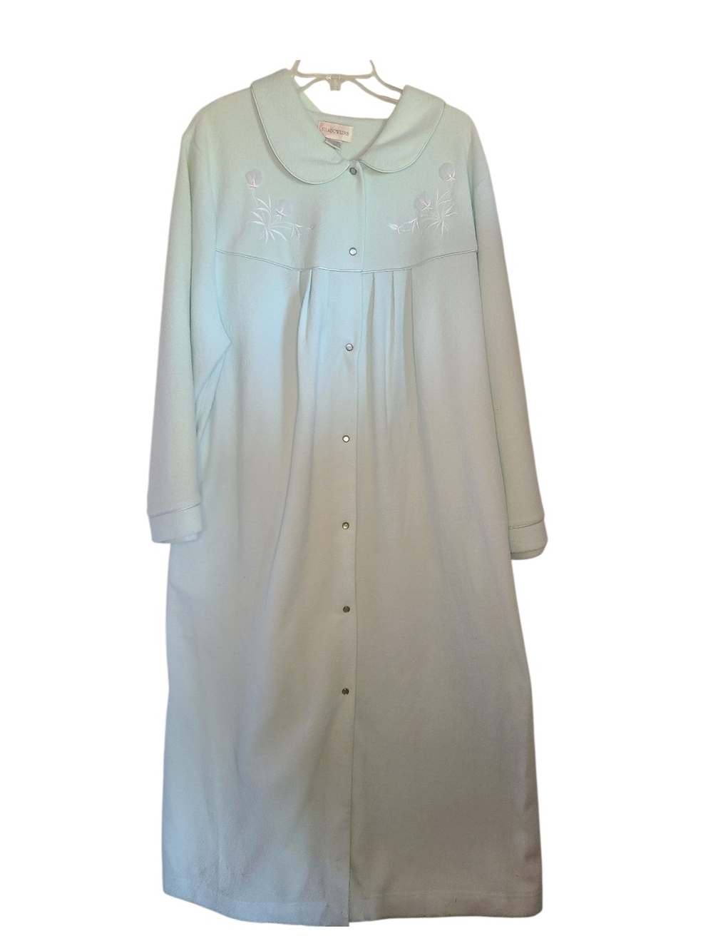 Shadowline Mint Green Fleecy Snap Front Long Robe 2X